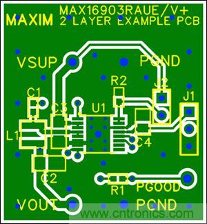 圖5:兩層板布線(頂層),器件為TSSOP封裝