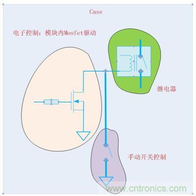 一個Mosfet管和手動開關一起驅(qū)動繼電器的例子