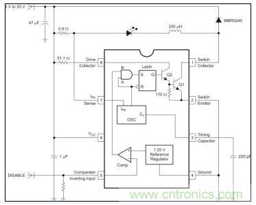 MC33063構成了一款低成本LED驅(qū)動器