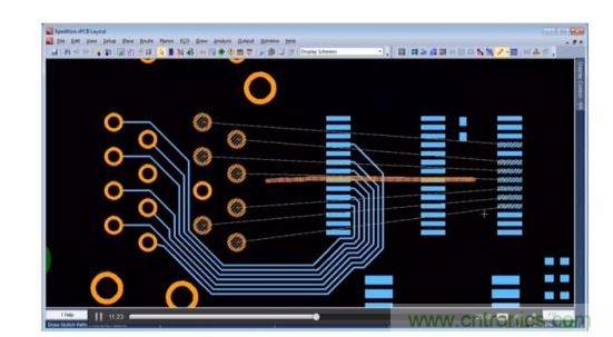 設計師在另一層上粗略繪制出一條直線路徑，如橙色所標示
