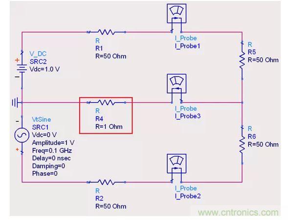 【導讀】說實話，這個問題也對高速先生造成了困擾。一直都會有人問回流的交疊是否會造成信號之間的干擾，比如平面的上下走線重疊，回流路徑一樣時。通常會有這么幾種回答！  1.趨膚效應導致電流并沒有相交；  但是在1.2mil的銅厚的情況下，10MHz以上的信號才會出現(xiàn)明顯的趨膚效應。看來這個解釋并不合理。  2.信號在介質(zhì)中傳遞，電磁場的耦合才會造成串擾；  這個說法沒錯，但是還是不能解開心中對電流走在同一條路徑上時，會不會造成相互之間干擾的問題。  讓我們來做以下實驗，搭建一個拓撲如圖1所示： 1 圖1  環(huán)路1由一個DC1.0V供電，表示我們的受干擾線，電流表1測量路徑1上的電流。  環(huán)路2由一個100MHz的AC1.0V供電，表示我們的干擾源，電流表2測量路徑2上的電流。  電流表3測量回流路徑上的電流。  這樣一個結(jié)構(gòu)，得到的結(jié)果是如何呢？如圖2所示： 2 圖2  可以看到，我們的被干擾源就是一個干凈的直線，雖然環(huán)路1和環(huán)路2在回流路徑上電流交疊，但是他們相互之間并不影響。其實這不就是基爾霍夫定律嗎。  有人會試圖從電磁場的角度來否定基爾霍夫定律在這里的正確性，&ldquo;回流路徑也會產(chǎn)生電磁場，這些電磁場會與其他的回流路徑相互影響&rdquo;。但事實上是，回流路徑與回流路徑之間是沒有耦合途徑的，他們在同一個平面上，沒有容性耦合，也沒有感性耦合。  那么是否回流就不會影響我們的信號質(zhì)量了呢？當然是會影響的。  其實在圖1的實驗中，筆者討了個巧，將地平面各個短路點之間的阻抗當成了0，但實際上，地平面的各個不同的點之間是有轉(zhuǎn)移阻抗的。讓我們模擬實際情況再看看圖3： 3 圖3  這時候我們假設(shè)我們的地平面是有1&Omega;電阻的。（當然這是為了實驗效果，實際上地平面阻抗并不會有這么大），結(jié)果如圖4： 4 圖4  是的，干擾出現(xiàn)了。這個干擾并不是來自于回流路徑之間的電流耦合，而是來自于我們地平面本身由于有轉(zhuǎn)移阻抗的存在，導致回流流經(jīng)地平面時，造成地平面并不是一個完美的0電平。  回流就是這樣干擾我們的信號的，也就是我們所說的地彈。