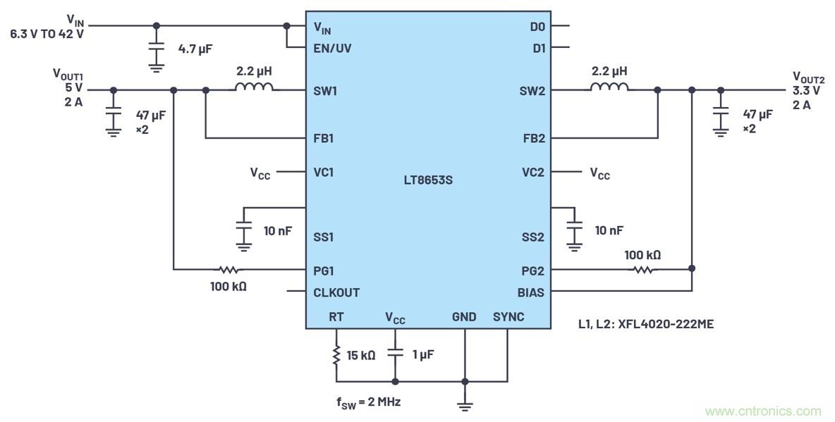 具有6.2 &micro;A靜態(tài)電流的雙通道、42 V、2 A、單片、同步降壓型Silent Switcher 2穩(wěn)壓器