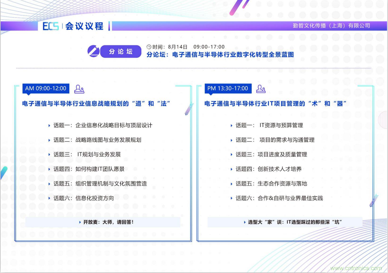 ECS 2020|第二屆中國電子通信與半導(dǎo)體CIO峰會正式啟動！